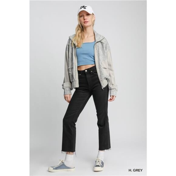 Umgee Two-Way Jacquard Zip-Up Jacket - Picture 4 of 6